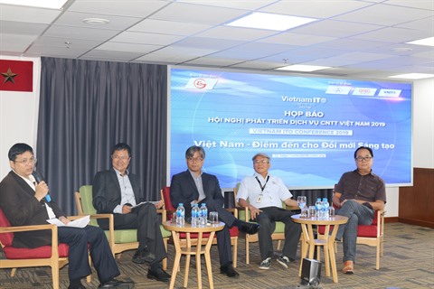 Conférence de presse pour présenter la conférence sur l’exportation de logiciels Vietnam ITO 2019, le 27 août à Hô Chi Minh-Ville. 